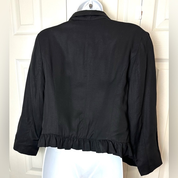 Anthro CARTONNIER Calin Blazer Jacket Coat Ruffle Hem Floral Lined Cropped Knit - Picture 3 of 9